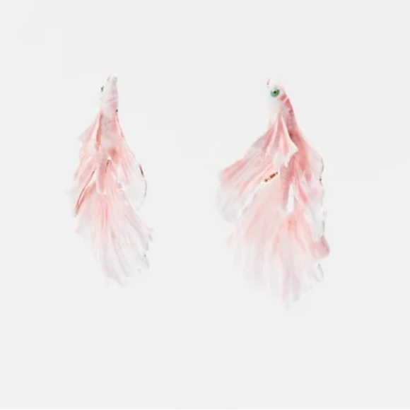 Zara Limited Edition Pink Fish Earrings NWT Goldfish Koi - Picture 3 of 7